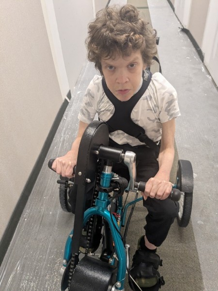 Dylan on his adaptive bike